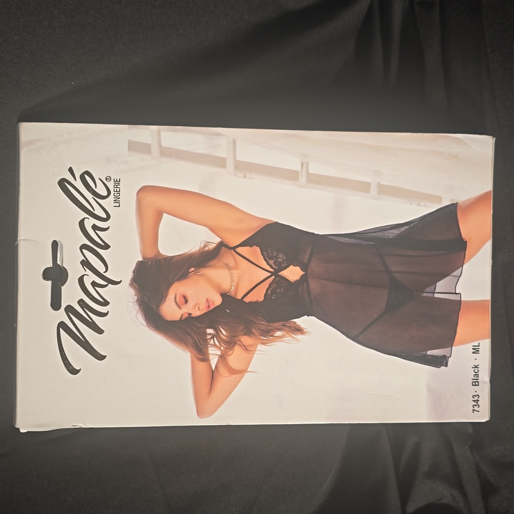 MAPALE LINGERIE BABYDOLL WITH UNDERWIRE/MATCHING G-STRING-BLACK-SIZE:ML